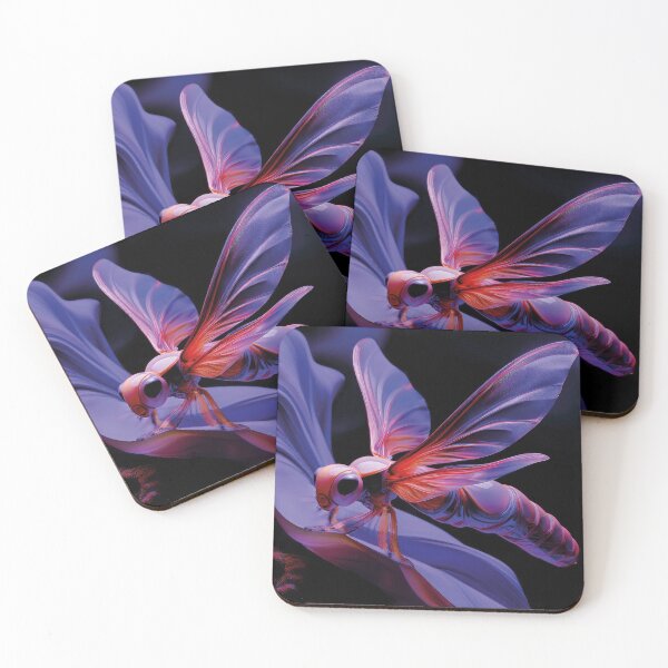 Item preview, Neon Dragonfly Dream – Futuristic Bioluminescent Insect Art designed and sold by Becky-Poppins.