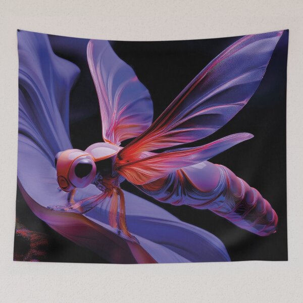 Item preview, Neon Dragonfly Dream – Futuristic Bioluminescent Insect Art designed and sold by Becky-Poppins.