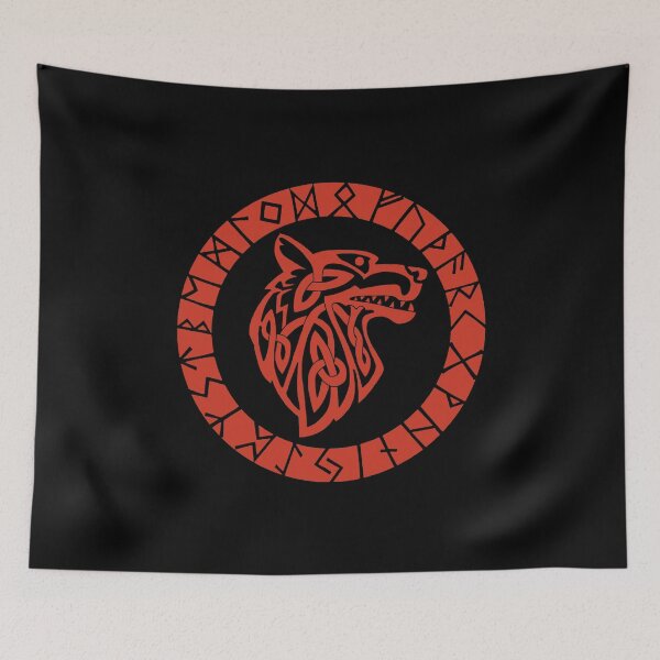 Item preview, Viking wolf emblem (red) designed and sold by Lagueny.