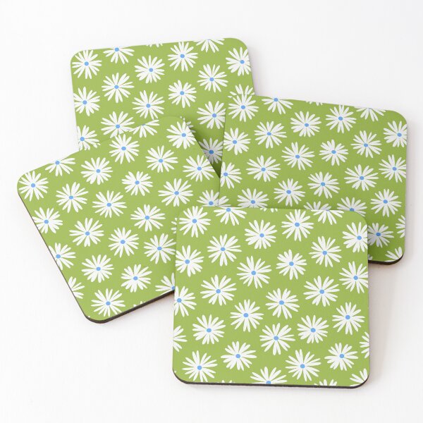 Item preview, Delilah Daisy print (white on apple green) designed and sold by FruiteggStudio.