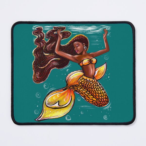 Item preview, Mermaid Joy - orange tail with and Afro hair relaxing designed and sold by Artonmytee.