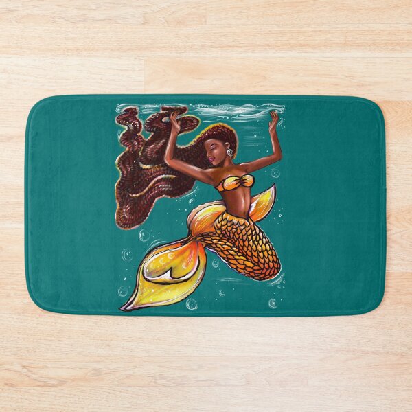 Item preview, Mermaid Joy - orange tail with and Afro hair relaxing designed and sold by Artonmytee.