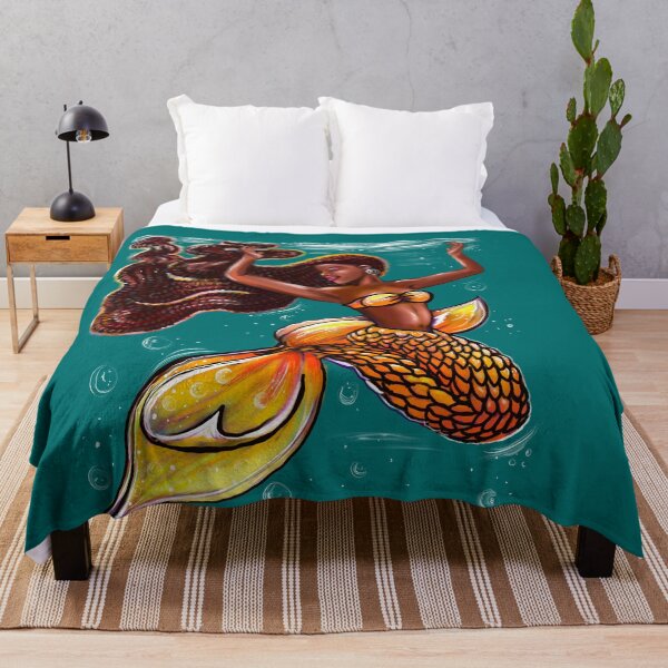 Item preview, Mermaid Joy - orange tail with and Afro hair relaxing designed and sold by Artonmytee.