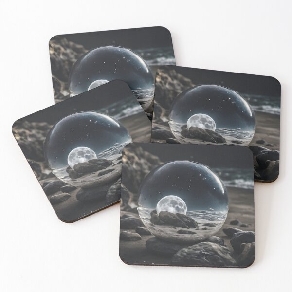 Item preview, Moon in Crystal Ball or Orb Surreal on the Coast or Beach Mystical designed and sold by Stephanie Laird.