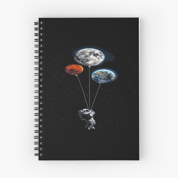 Item preview, Surreal Space Art – Astronaut Floating with Moon, Mars & Earth Balloons in Cosmic Dreamscape designed and sold by Bright Nest Studio.