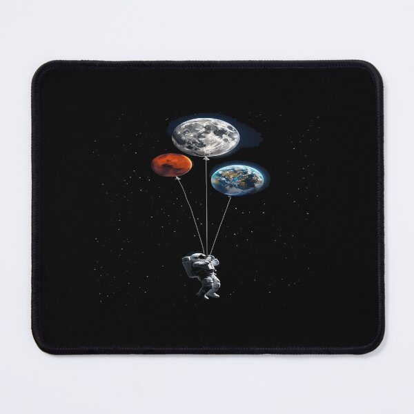 Item preview, Surreal Space Art – Astronaut Floating with Moon, Mars & Earth Balloons in Cosmic Dreamscape designed and sold by Bright Nest Studio.