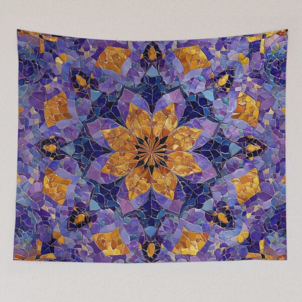 Item preview, Gaudi Inspired Mosaic Tile Ornament Purple Pattern designed and sold by GrinGalore.
