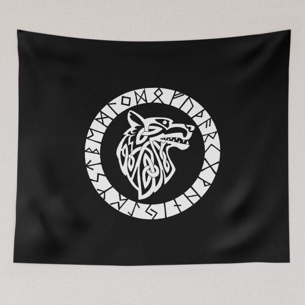Item preview, Viking wolf emblem (white) designed and sold by Lagueny.