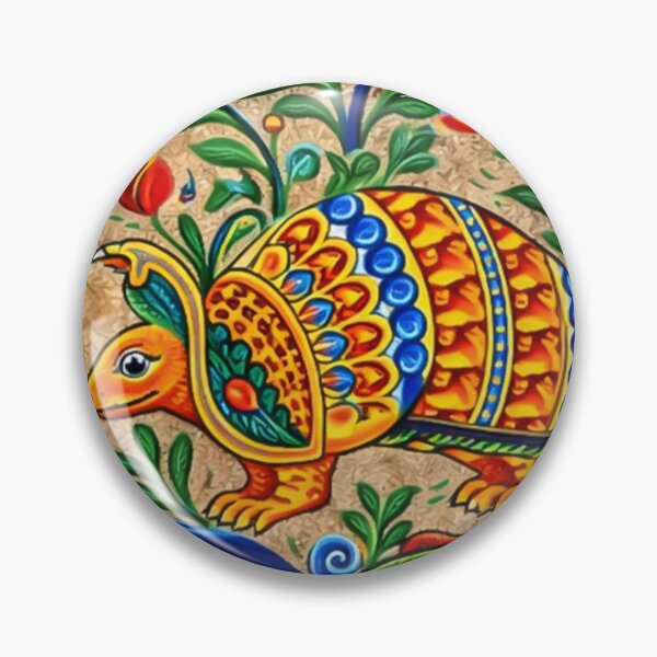 Item preview, Folk Art Armadillo Bark Painting designed and sold by mythographiaart.