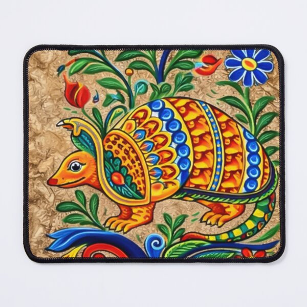 Item preview, Folk Art Armadillo Bark Painting designed and sold by mythographiaart.