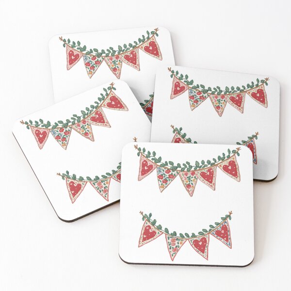 Item preview, Folk art heart buntings designed and sold by MendaciousMina.