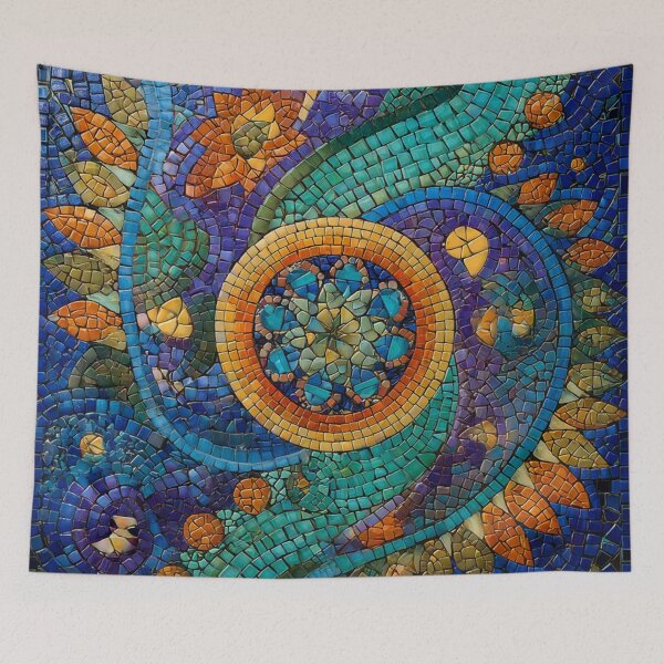Item preview, Gaudi Inspired Mosaic Tile Ornament Vivid Floral Pattern designed and sold by GrinGalore.