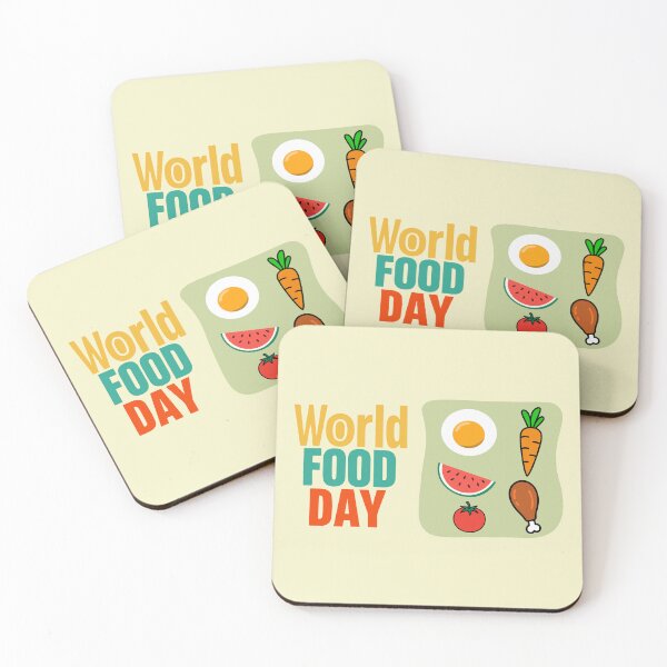 Item preview,  World Food Day vector illustration design. Multicolored Text with Cartoon Foods on Green Background for Nutrition and Awareness Design designed and sold by AtonuHaque.