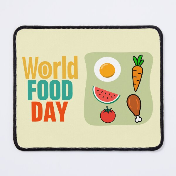 Item preview,  World Food Day vector illustration design. Multicolored Text with Cartoon Foods on Green Background for Nutrition and Awareness Design designed and sold by AtonuHaque.