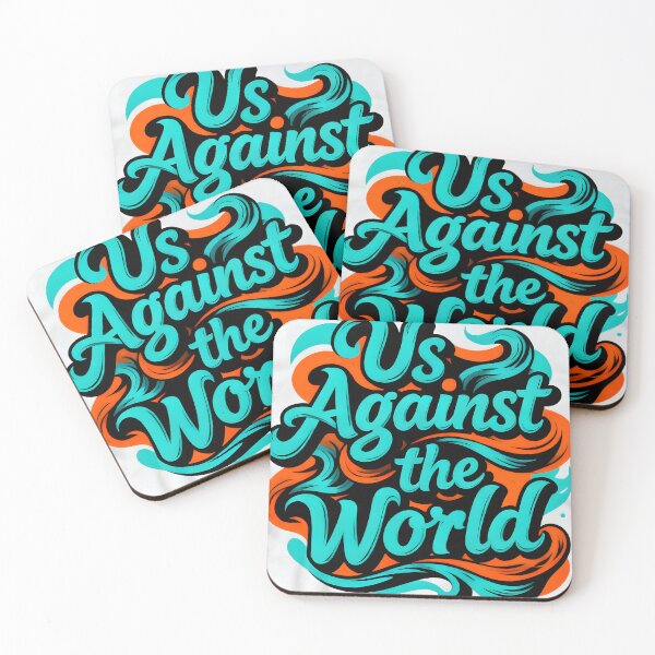 Item preview, Us Against the World Couples Quote with Vibrant Blue and Orange Lettering designed and sold by FreeFromDefault.