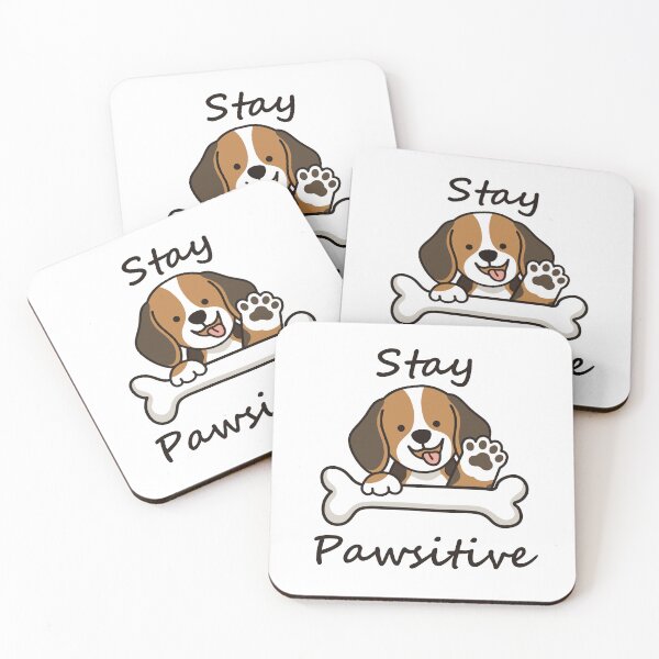 Item preview, Stay Pawsitive Waving Beagle Dog Cartoon designed and sold by Vinteeze.