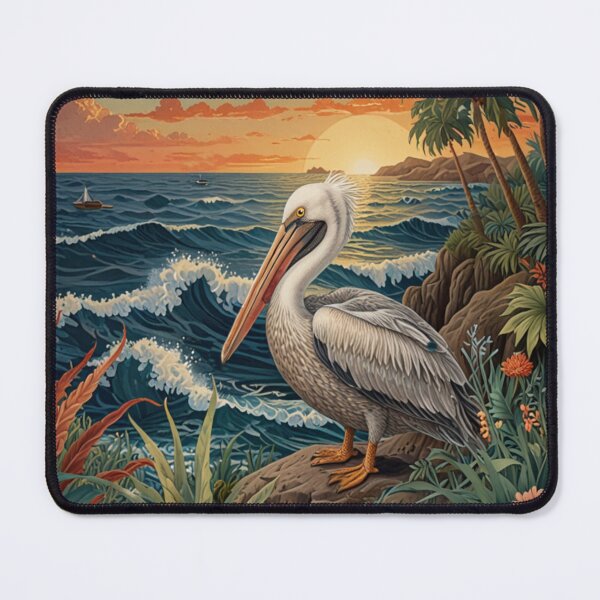 Item preview, Elegant retro pelican ocean tropical Caribbean jungle    designed and sold by hollycooper.