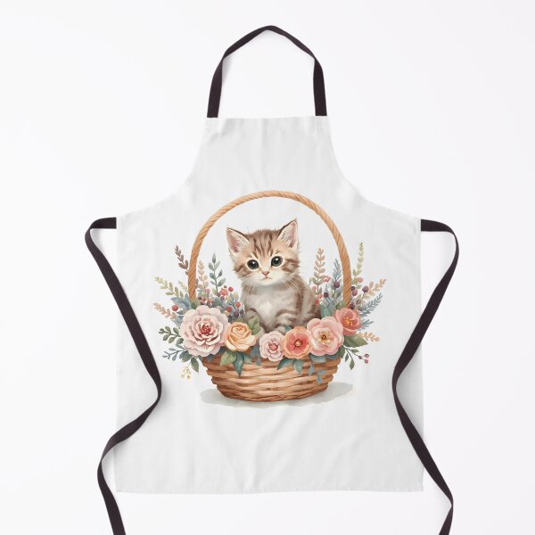 Item preview, Watercolor Kitten in Flower Basket  designed and sold by silviaol.