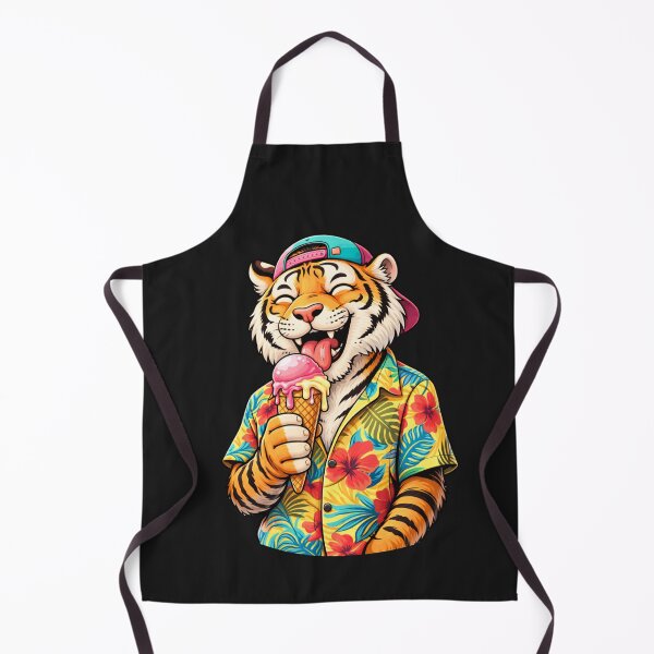 Item preview, Funny Ice-Cream Tiger – Cute Summer Cartoon Tiger Illustration designed and sold by ColorSplash123.