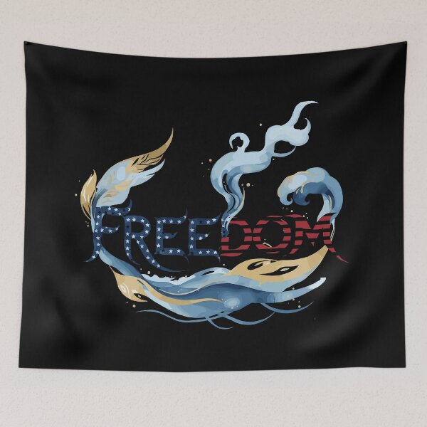 Item preview, Freedom Typography with Patriotic Smoke Art designed and sold by THE-DAILY-DRIPS.