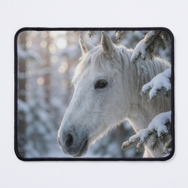 Item preview, White Horse In Snowy Pine Tree designed and sold by Maria Dryfhout.