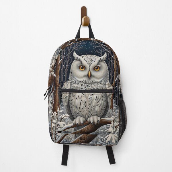 Item preview, Elegant retro bohemian snowy white owl Winter woodland forest  designed and sold by hollycooper.