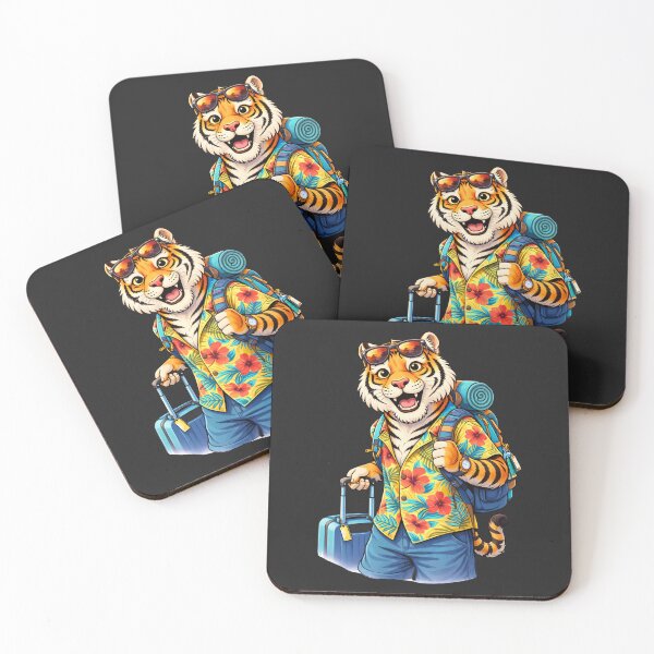 Item preview, Travel Summer Tiger – Adventurous Holiday Cartoon Tiger Illustration designed and sold by ColorSplash123.