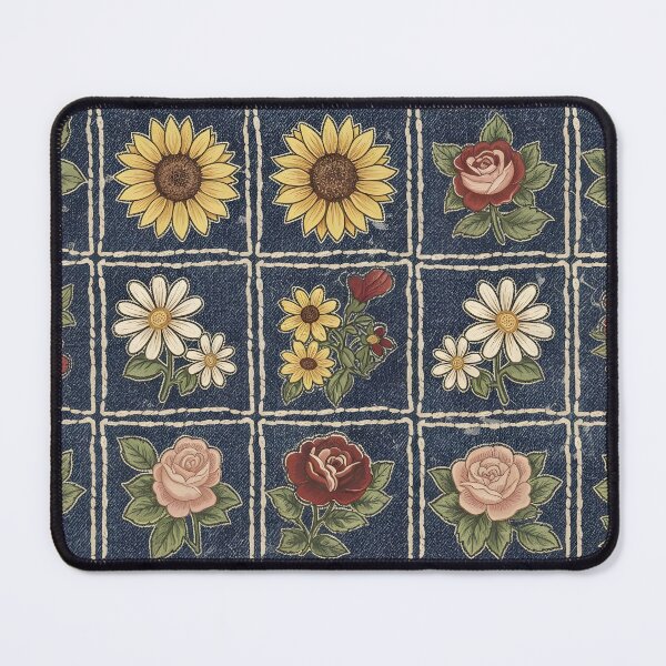 Artikelvorschau, Lässiges Design aus Denim mit Blumenmuster entworfen und verkauft von VibeShift Studio.