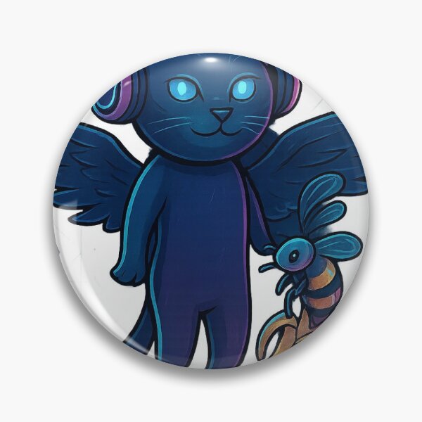 Item preview, Cybernetic Winged Cat with Headphones and Bee on Banana designed and sold by ARTGENERATESART.