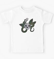 Faded Snake Skull and Leaves Tattoo Style Distressed - Baby Onesie and Kid's Shirt Kids Tee