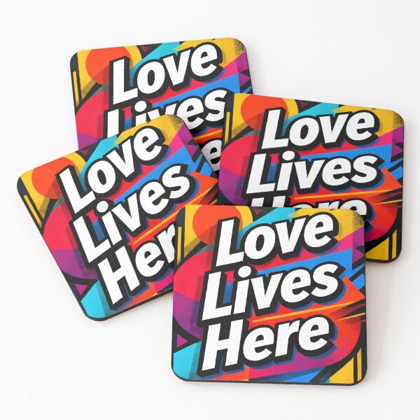 Item preview, Love Lives Here Vibrant Lettering Art with Colorful Style designed and sold by FreeFromDefault.