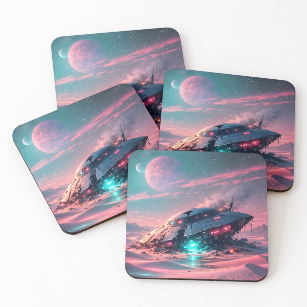 Item preview, Alien spaceship in a neon desert designed and sold by Hosharu Gaming.