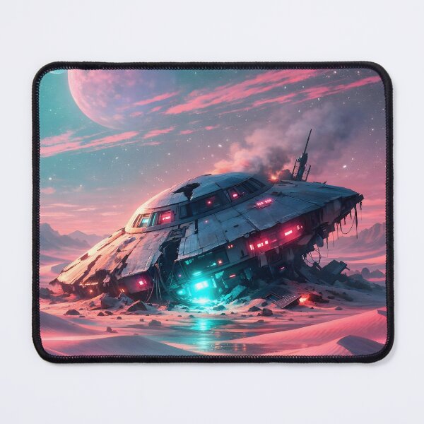 Item preview, Alien spaceship in a neon desert designed and sold by Hosharu Gaming.