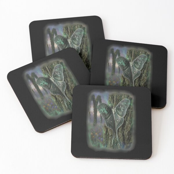 Item preview, Emerald Rune Moth on Ancient Tree Gothic Ruins Twilight – Dark Fantasy Insect Art designed and sold by DarkRomanceMom.