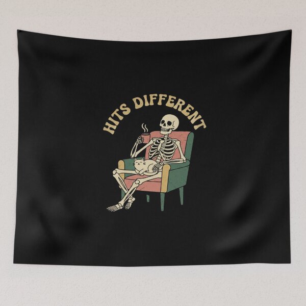 Item preview, Hits Different – Relaxed Skeleton Dark Humor designed and sold by TinyJoy Studio.