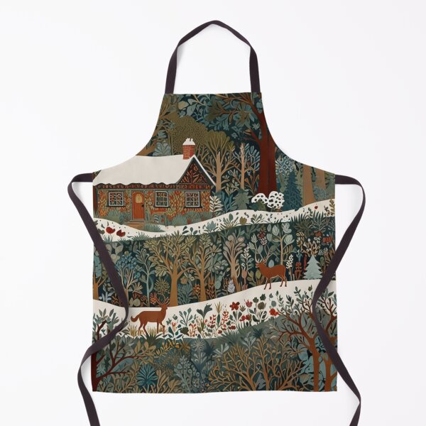 Item preview, Retro cabin snowy woodland forest designed and sold by hollycooper.