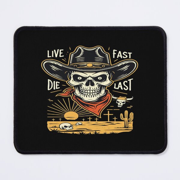 Item preview, Cowboy Skull Desert Art – Live Fast Die Last Western Gothic Design for Stickers, Tees & Posters designed and sold by Bright Nest Studio.