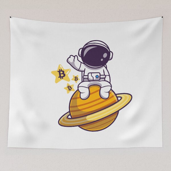 Item preview, Bitcoin Astronaut Waving on Saturn - BTC To The Moon Stars Design designed and sold by LightningSale.