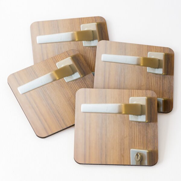 Item preview, Closeup of Modern Door Handle and Lock on Wooden Door designed and sold by Nmallia.