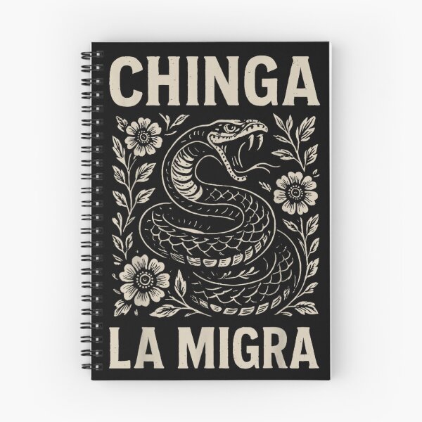 Item preview, Chinga La Migra Snake Floral Tattoo Style Vintage Mexican Protest Art designed and sold by SaboCollita.