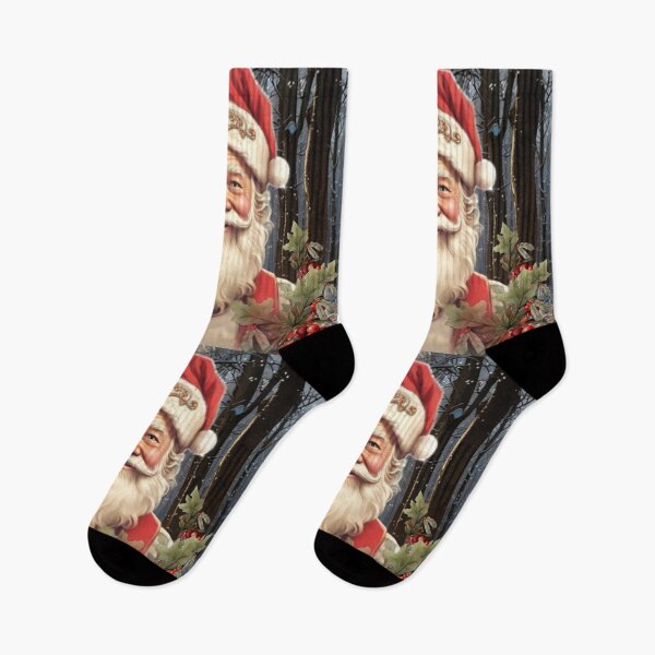 Artikelvorschau, Vintage Weihnachtsfeiertag Weihnachtsmann St. Nick verschneite Waldszene entworfen und verkauft von hollycooper.