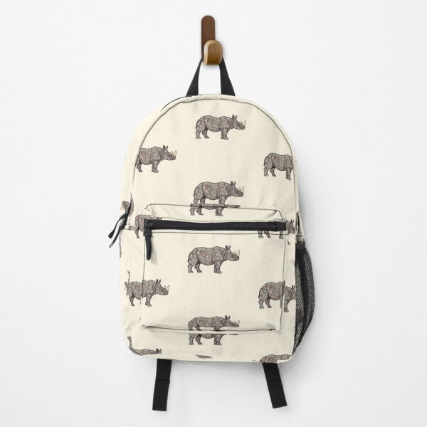 Item preview, Javan Rhino Silhouette with Floral Motifs – Scandinavian Folk Art by heidiannemorris © designed and sold by FOLK ART FUSION by heidiannemorris.