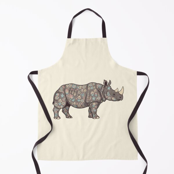 Item preview, Javan Rhino Silhouette with Floral Motifs – Scandinavian Folk Art by heidiannemorris © designed and sold by FOLK ART FUSION by heidiannemorris.