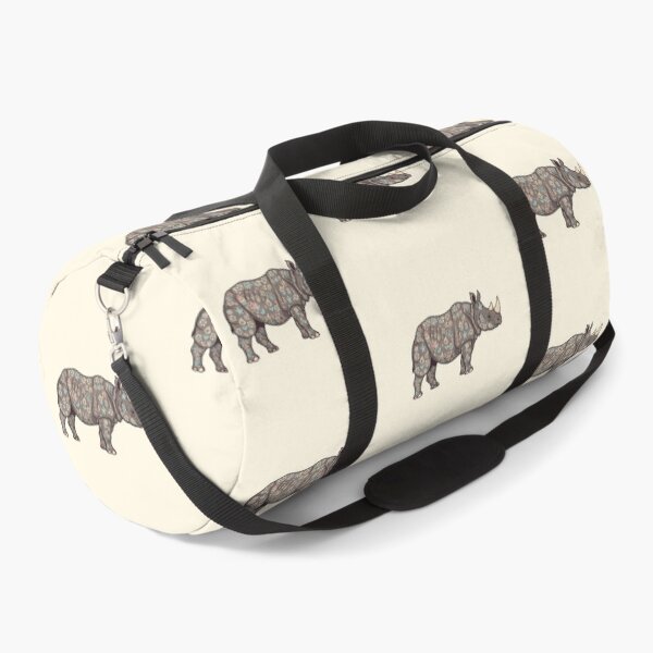 Item preview, Javan Rhino Silhouette with Floral Motifs – Scandinavian Folk Art by heidiannemorris © designed and sold by FOLK ART FUSION by heidiannemorris.