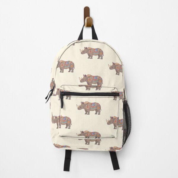 Item preview, Javan Rhino Silhouette with Floral Motifs – Scandinavian Folk Art by heidiannemorris © designed and sold by FOLK ART FUSION by heidiannemorris.