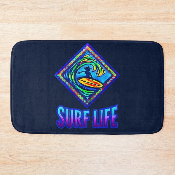 Item preview, SURF LIFE Art, Neon Surfer in Motion, Coastal Wave Design designed and sold by Big Bang Canvas.