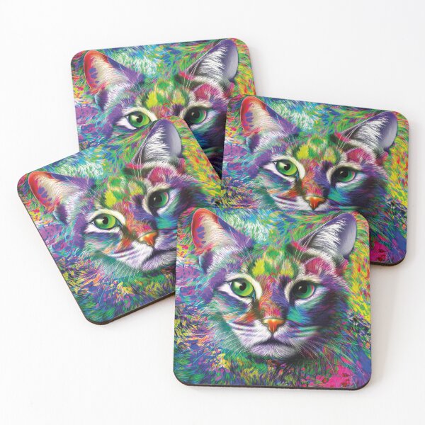Item preview, Chromatic Cat – Playful Modern Pet Art designed and sold by Becky-Poppins.