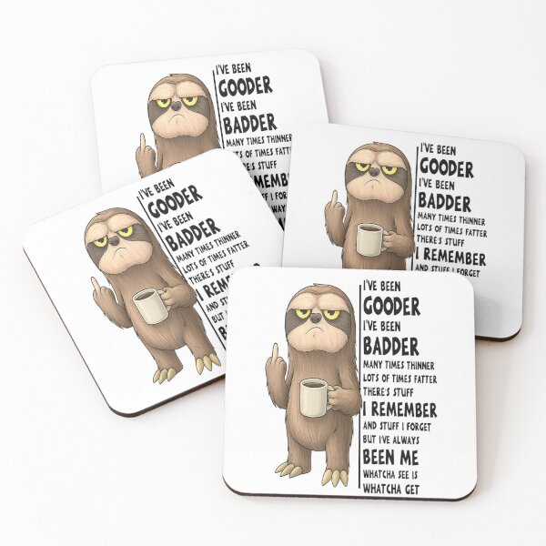 Item preview, Grumpy Sloth Holding Coffee Middle Finger Funny Relatable Morning Mood Art designed and sold by HenikaPonko.