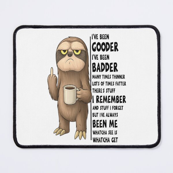 Item preview, Grumpy Sloth Holding Coffee Middle Finger Funny Relatable Morning Mood Art designed and sold by HenikaPonko.