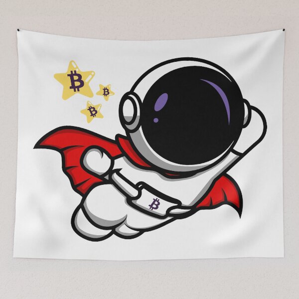 Item preview, Bitcoin To The Moon Superhero Astronaut Pose - BTC Flying HODLer Art designed and sold by LightningSale.